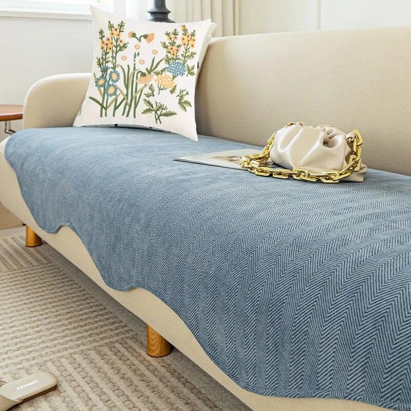 Nordic Chenille poduszka na sofę antypoślizgowa 4 sezonowa uniwersalna narzuta na sofę jednolity kolor nieregularne sofy ręcznik wystrój salonu ręcznik