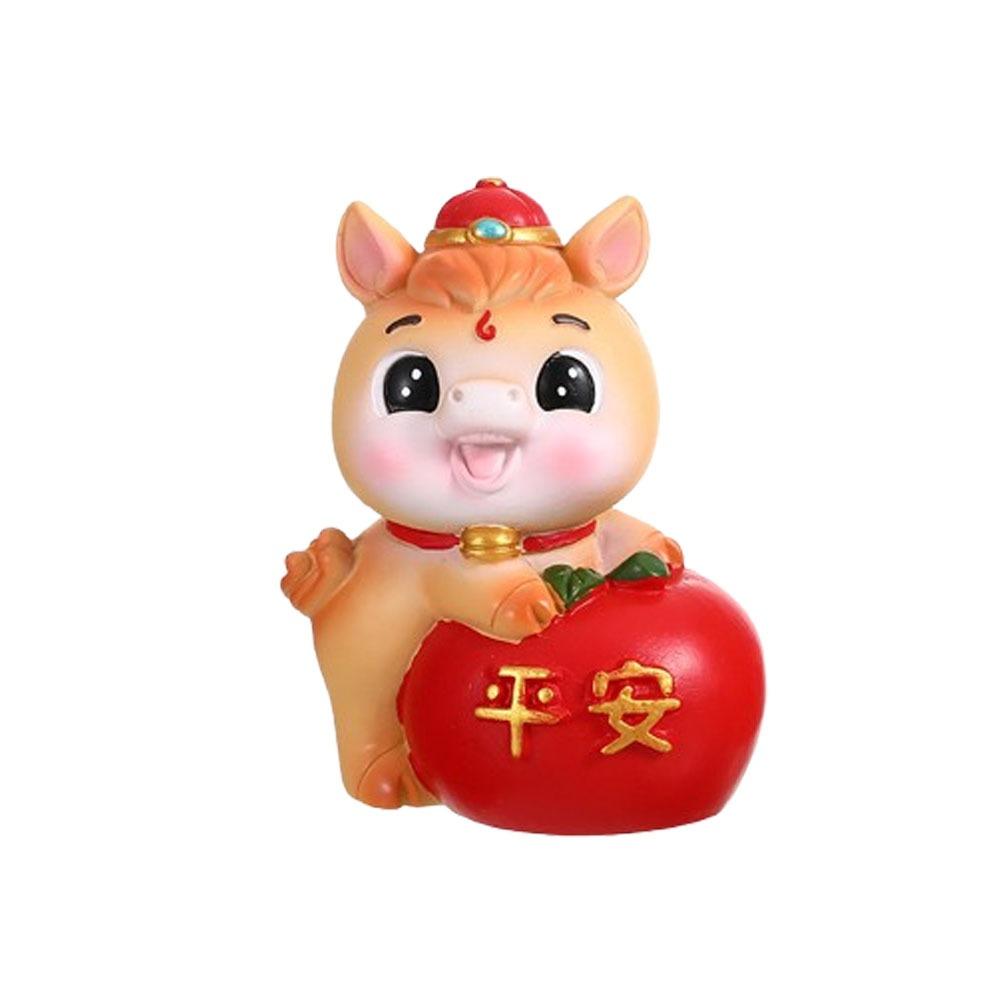 Cute 2026 Horse Year Mascot Resin Horse Figures Ornament Funny Horse Statue  Chinese New Year