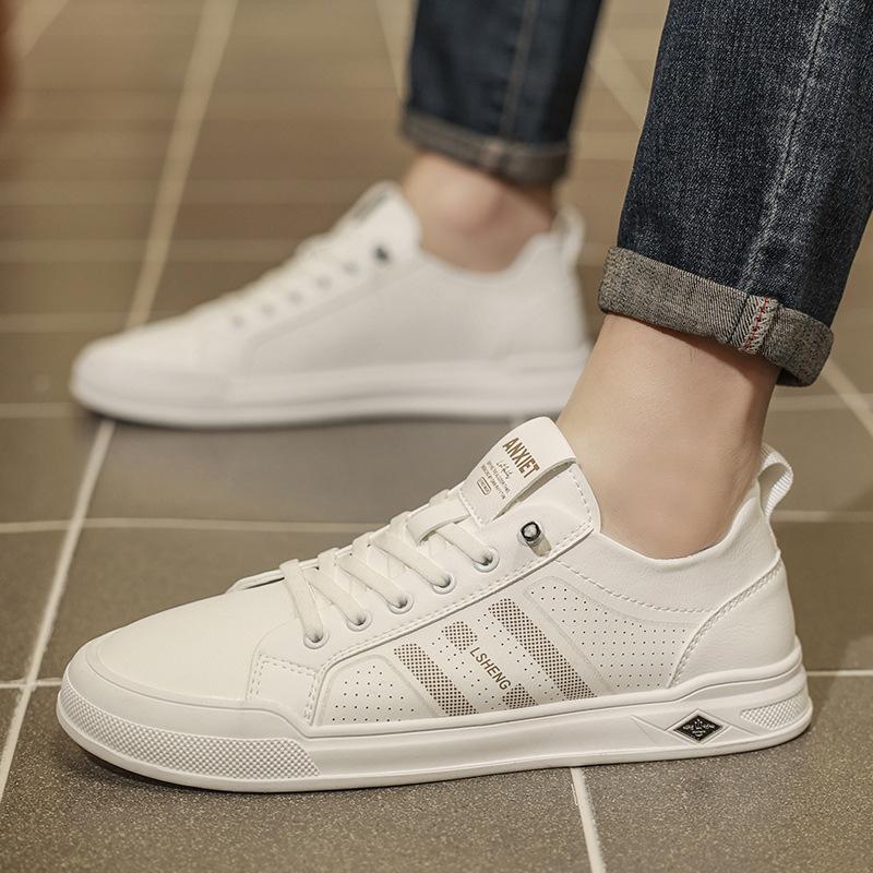 

Европейская станция 2025 новая мужская обувь кожаная поверхность вентиляционное отверстие тренд повседневная белая обувь тонкая универсальная обувь на платформе мужская 44 бежевый