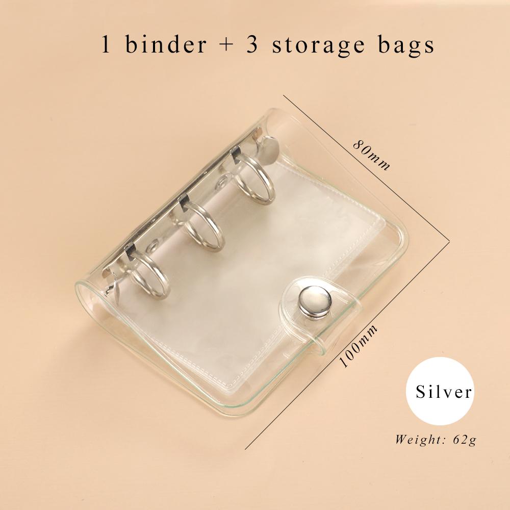 JIANWU Creative Cute Transparent 3 Ring Mini Loose-leaf Hand Book Student Portable Notebook Ring Binder Kawaii School Supplies