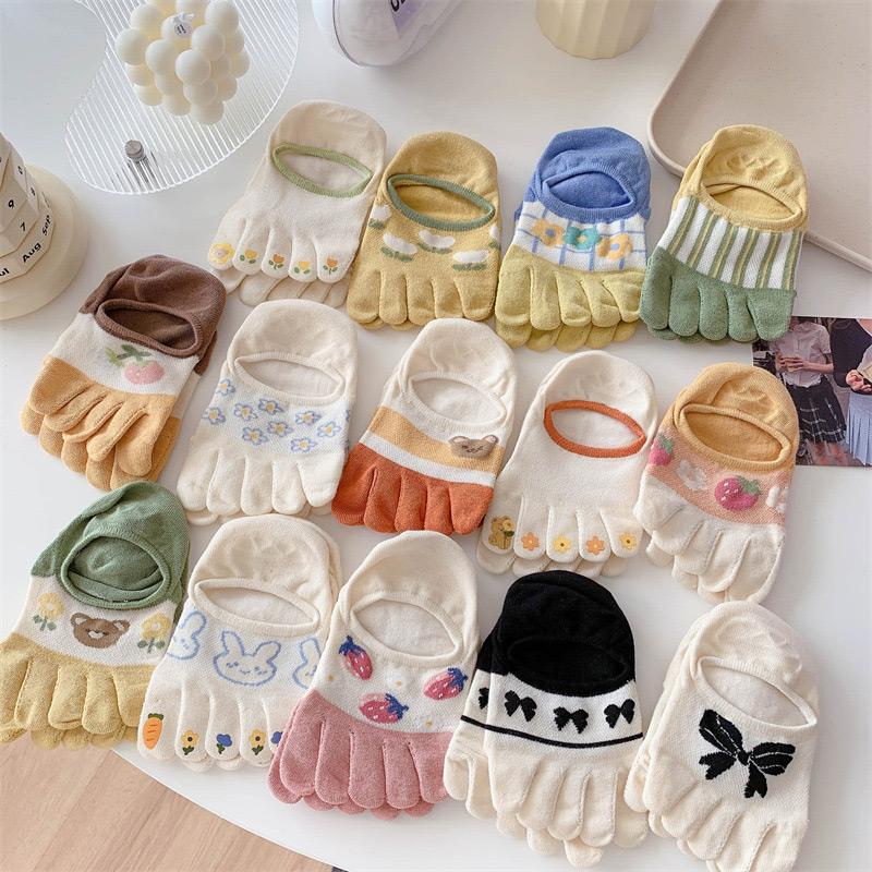 

Женские носки-лодочки, хлопковые дышащие носки с пятью пальцами, летние нескользящие невидимые носки с раздельным носком