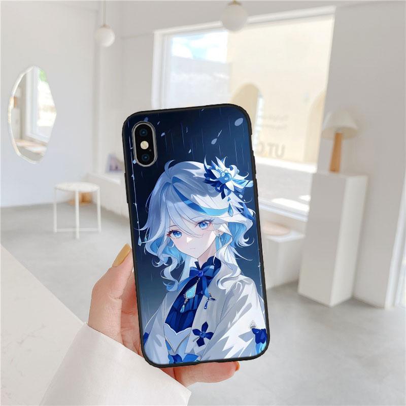 LO48 Genshin Impact Furina Aether Soft Shell Phone Case for iPhone 16 15 14 13 12 Pro Max Plus Mini