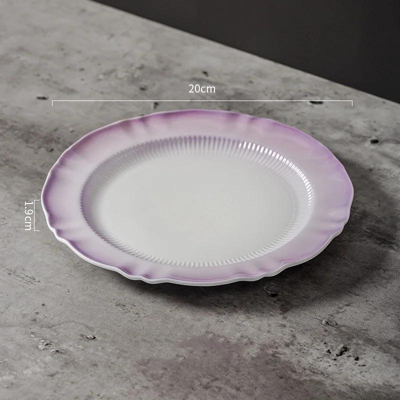 Leichter Luxus Lila Keramikteller High-End Restaurant Köstliche Gerichte Fischteller Französischer Stil Nachmittagstee Dessertteller