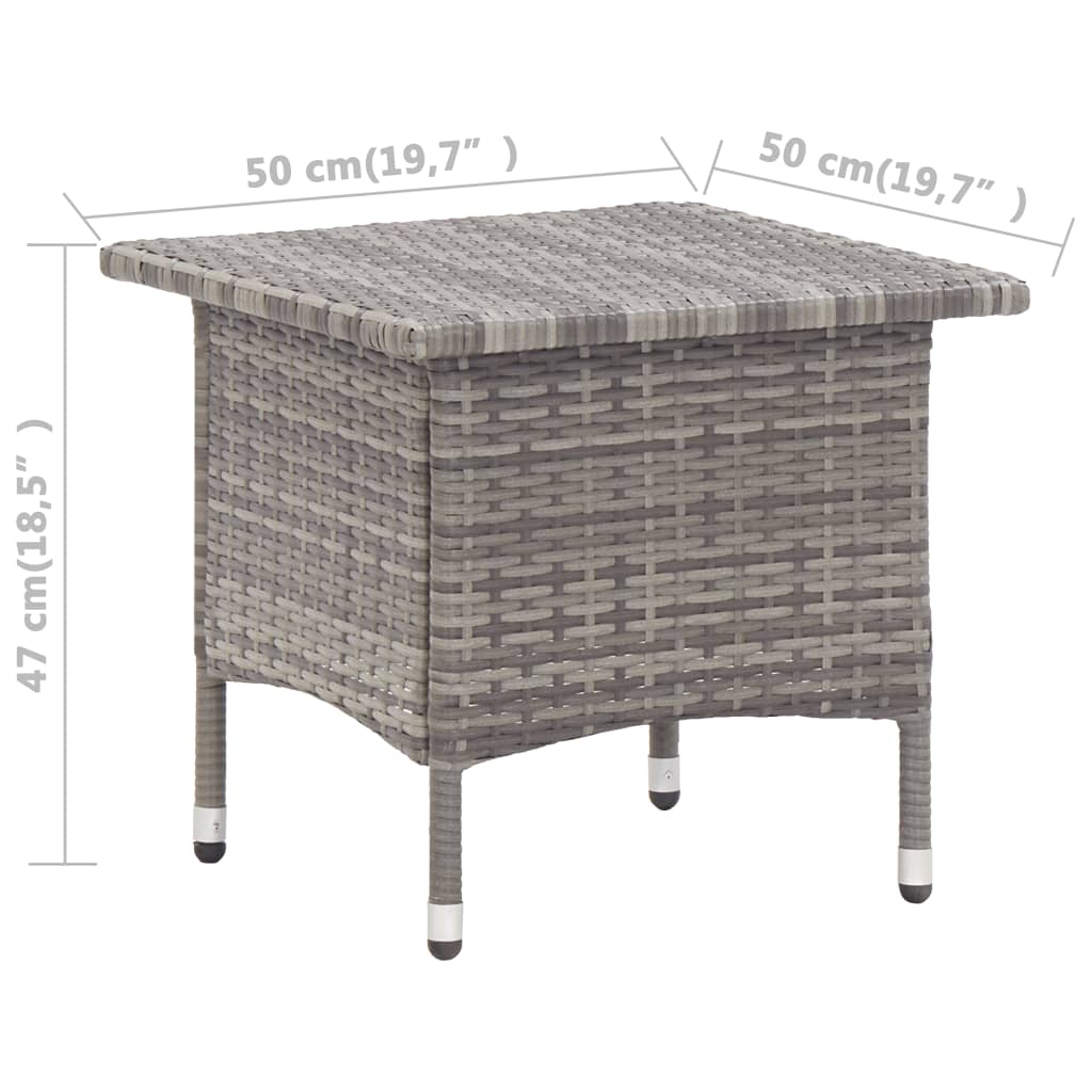 Side Table Gray 50 X 50 X 47 Cm Poly Rattan