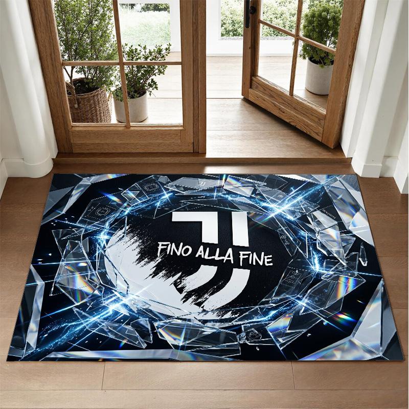 Juventus FC Design Crystal Velvet Rug Soft Decorative Mat for Bedroom Entrance