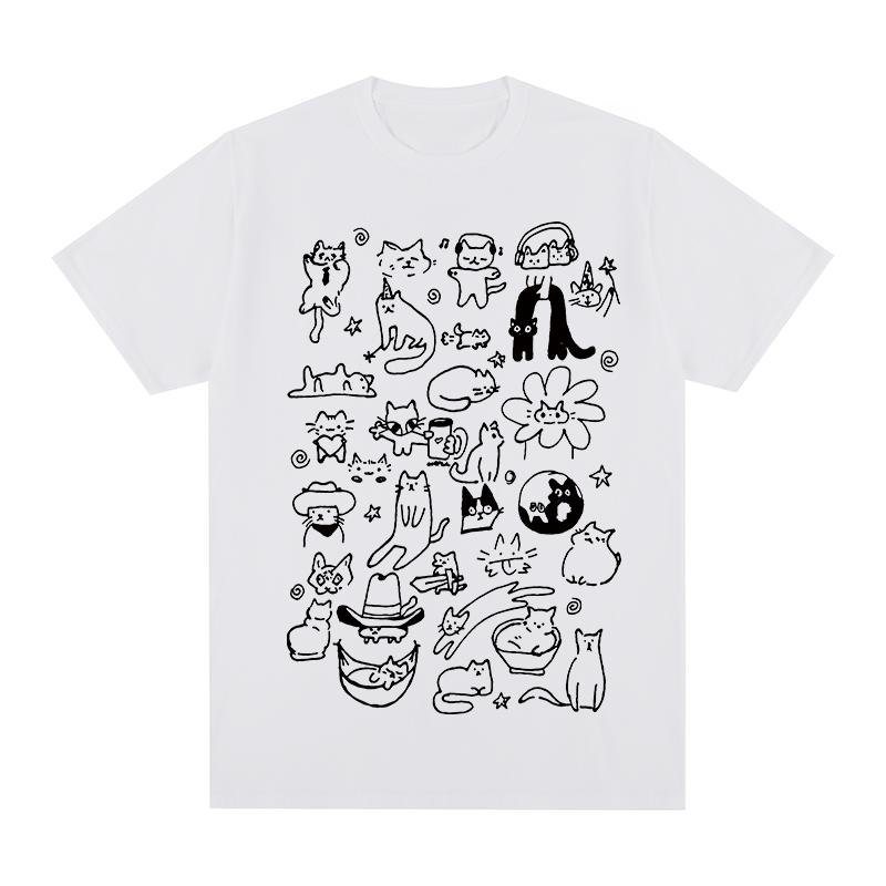 Cute Cat Vintage Tshirt Harajuku Clothing Streetwear Cotton Unisex T Shirt New Tee Tshirt Unisex Tops