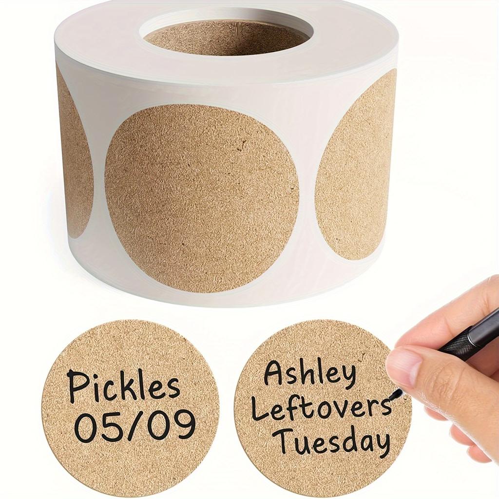 1/3/5Roll Kraft Round Paperblank Self-adhesive Sealing Gift Round Stickers Home Packaging Seal Labels Household Jar Bottle Label