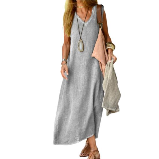 Women Sundress A-Line Pullover All-match Large Hem Long Dress Streetwear