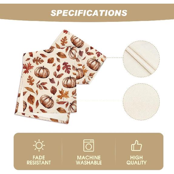Artoid Mode Maple Leaves Pumpkin 210 GSM Fall Table Runner, Seasonal Harvest Autumn Kitchen Dining Table Decoration for Home Party Decor 13x60 Inch