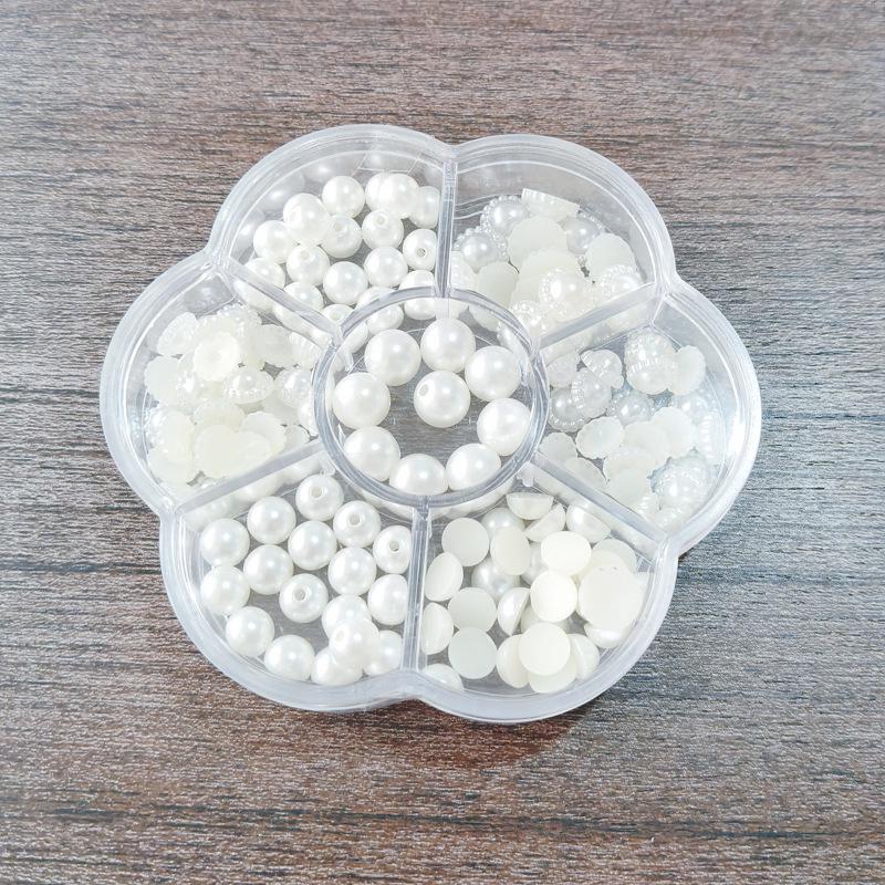 DIY Colorful Irregular Sequin Patches with Faux Pearls and Round Beads for Children's Handmade Crafts.