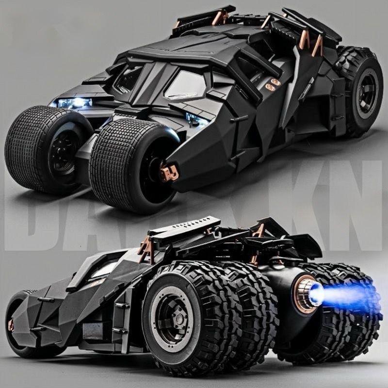 1/24 Classic Movie Car Alloy Batmobile Bat Sports Car Model Diecast Metal Toy Racing Car Model Sound Light Simulation Kids Gifts