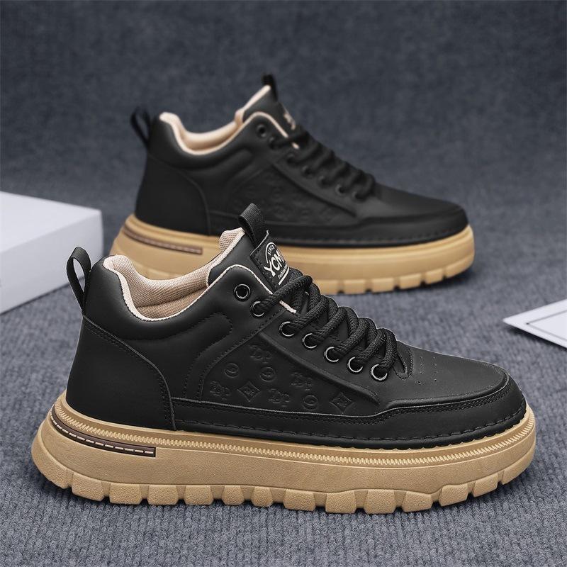 22 Autumn and winter leather surface anti-splashing Zhongbang casual leather shoes lightweight soft-soled shoes board shoes 39