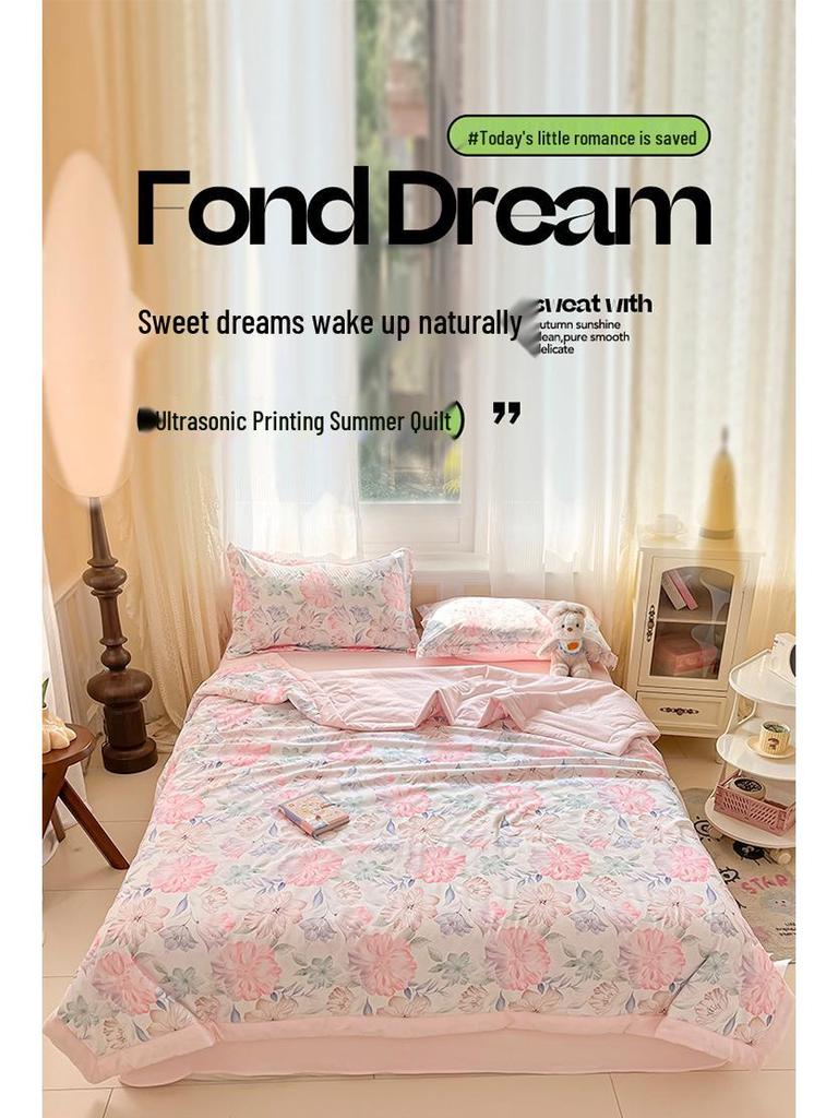 Washed Cotton Ultrasonic Embossed Summer Quilt - Double Size, Lightweight, Ideal for Air Conditioning, Gift or Group Purchase.