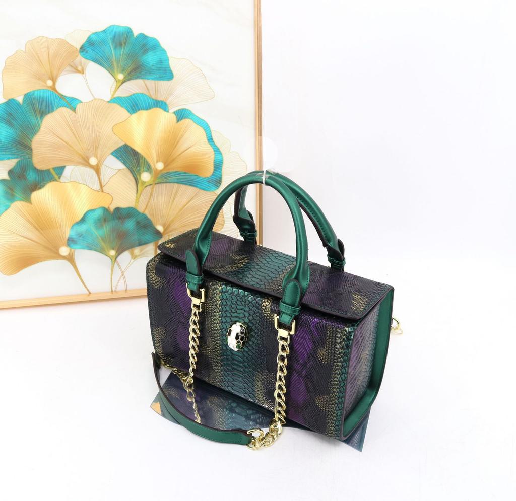 Women'S Bag High Texture Color Hand-Painted Snake Pattern Handbag Womenhandbag Storage