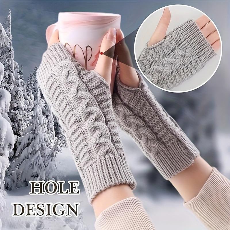 1Pair Knitted Half Finger Gloves Women Twist Pattern Warm Soft Winter Mittens For Girl Guantes Sleeve Fingerless Gloves