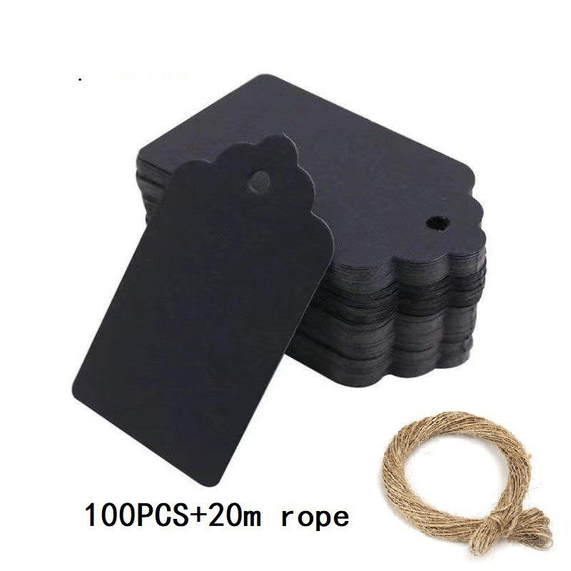 

100 шт. Бирки из крафт-бумаги с веревочками, ручная работа, с любовью, бирки для одежды, бирки для конфет/подарков/печенья, этикетки для упаковки, карточки чёрный
