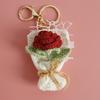Keychain Pendant Hand Crocheted Flower Key Chain Colorful Yarn Roses Sunflower Charm Key Holder Bag Car Key Accessory