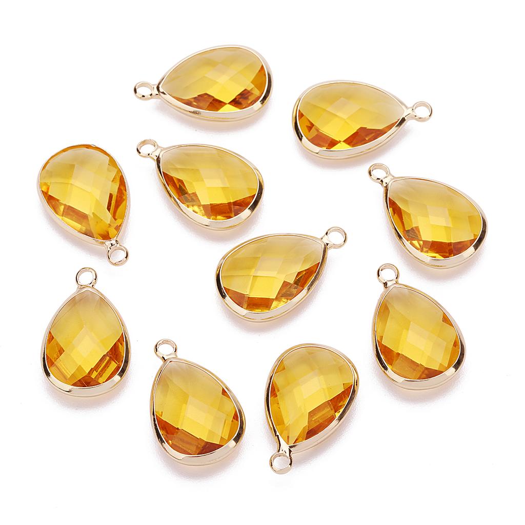 6pcs/Lot Teardrop Crystal Glass Pendant Birthday Stone Pendant Charms for Couples Bracelet Earrings Jewelry Making Supplies DIY
