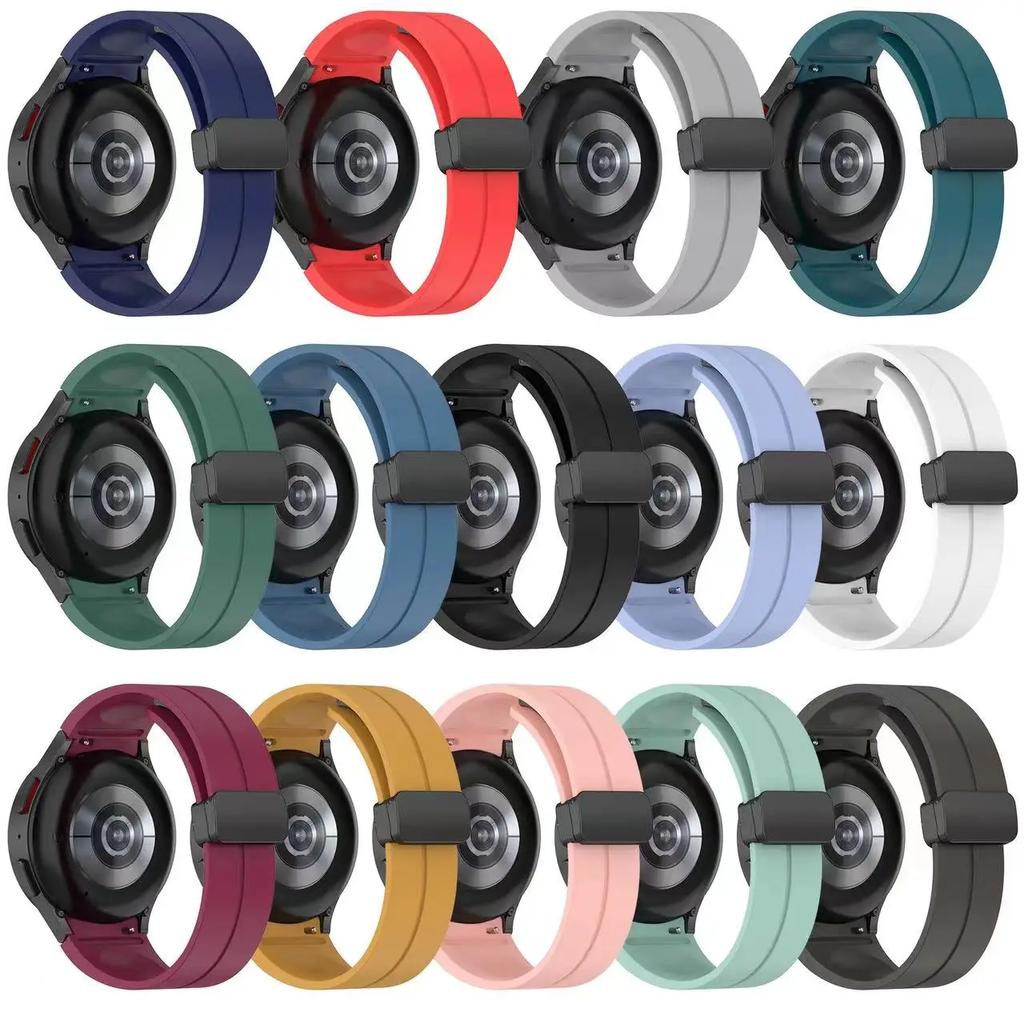Pulseira de Silicone Sem Folga Para Samsung Galaxy Watch 8 7/6/5/4 40mm 44mm Pro 45mm Pulseira Magnética Banda Watch 8 6 4 Cinto Clássico