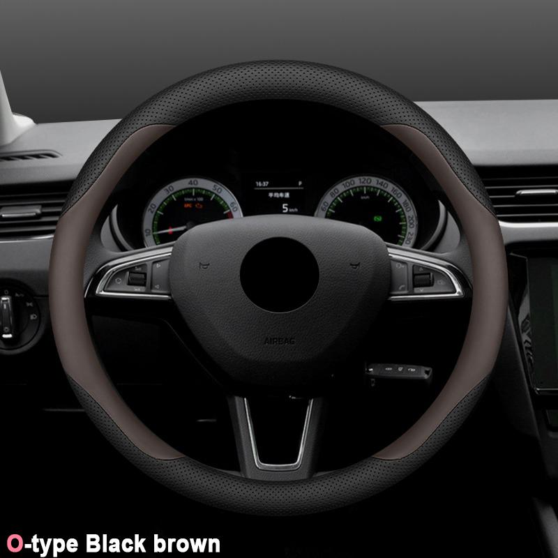 High Quality Leather Car Steering Wheel Cover Wrap for Skoda Octavia Rapid Superb Fabia Kodiaq Kamiq Anti-Slip Auto Accessories