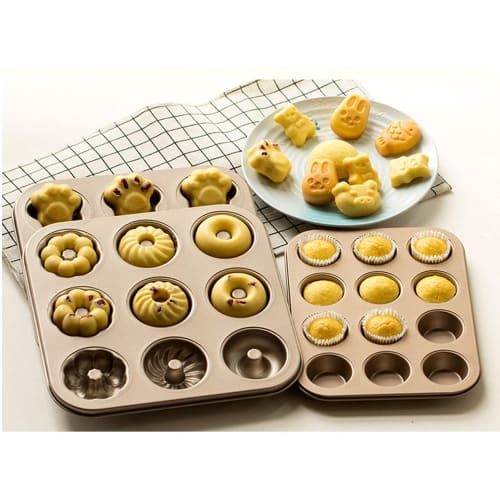FUZHENTU Muffin Pan, 26*26*2cm, Muffin Cup Pan, Christmas Canel? Pan, Madeleine Pan, 9-Cavity Muffin Cup, Baking Pan, Cupcake Pan, Non-Stick Cake Pan