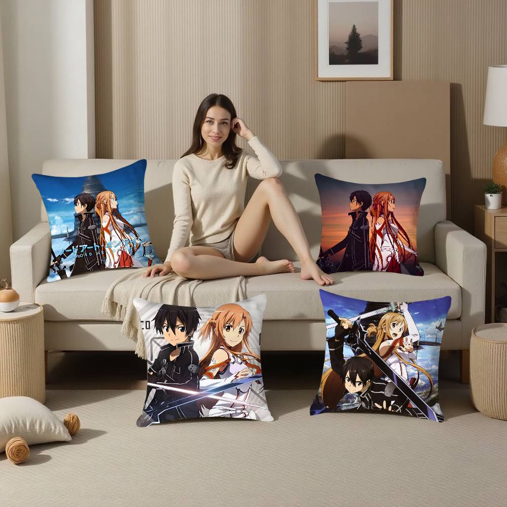 S-Sword Art O-Online SAO Pillow Case Sofa Living Room Bedroom Double-sided Printing Square Cushion Nap Time Pillow Case