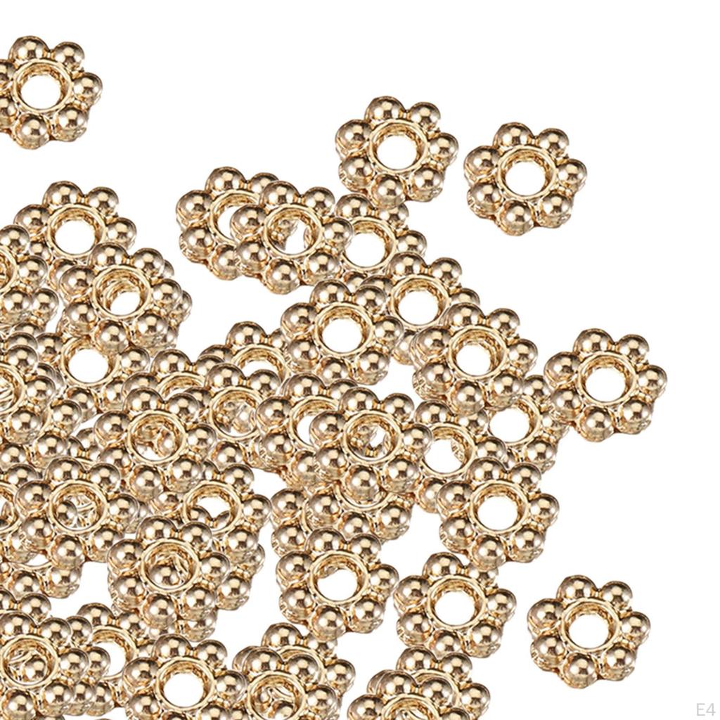 200 Stück Daisy Flower Spacer Perlen DIY Metall Floral lose für Schmuckherstellung,