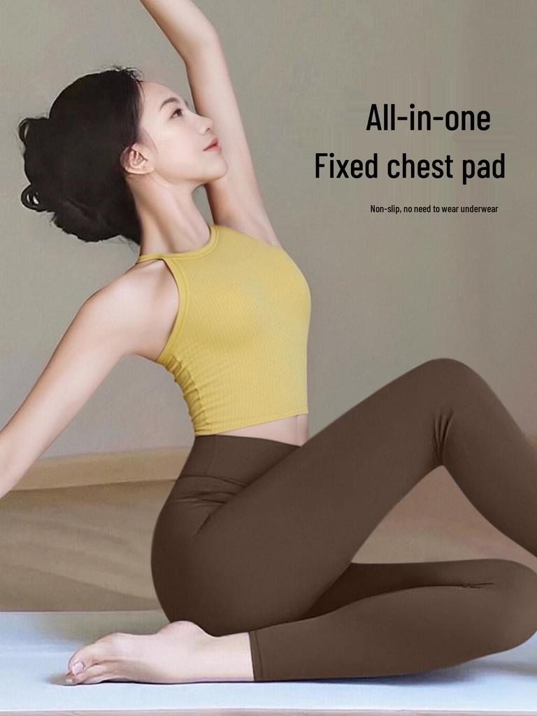 2026 Women's High-End Yoga Set with Integrated Cup Sports Vest
