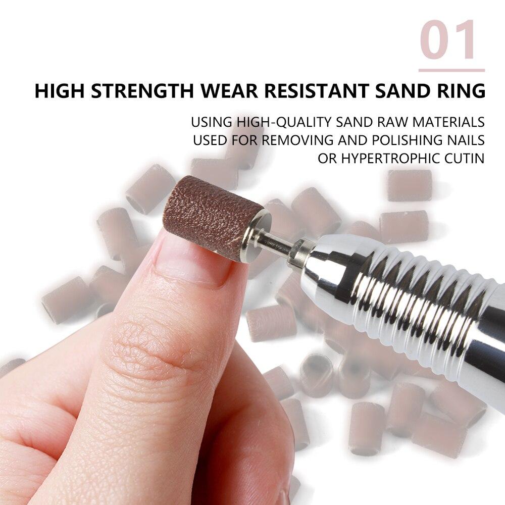 100pcs Nail Drill Bits Sanding Bands for Nail Drill File Grinder Sander Band Set for Acrylic Nails Gel Removing Pedicure Tool