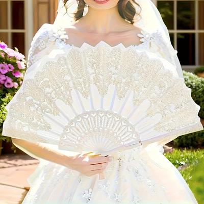 1 ud. Abanico Estilo Bohemio, Tejido Detallado con Patrones Intrincados, Adecuado para Bodas Regalos Diarios,