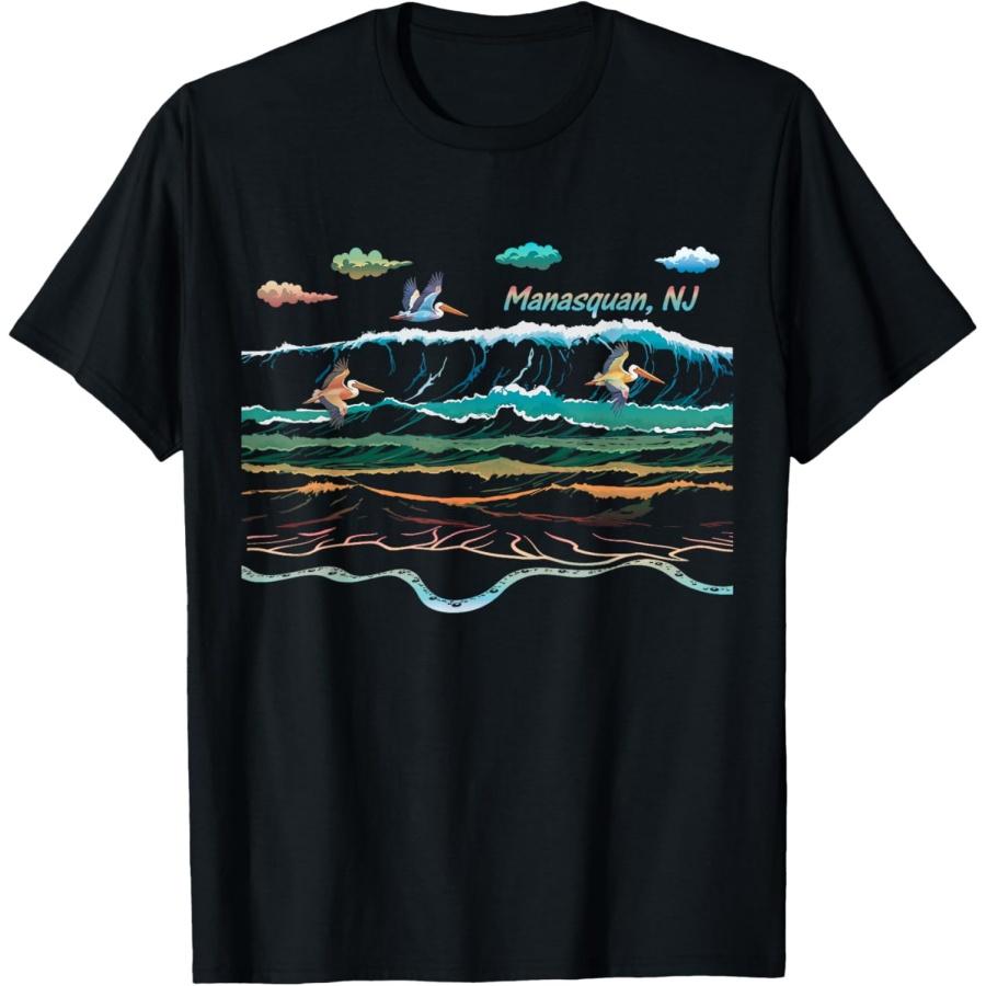 Футболка Manasquan NJ New Jersey Shore Beach Waves Pelican Lover XXXXXL чёрный