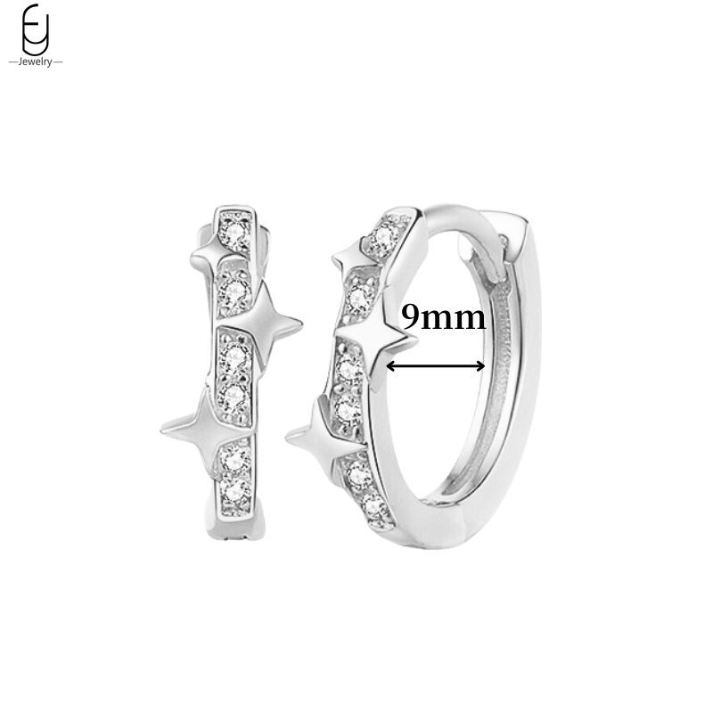 925 Silver Ear Buckles Fashion Hoop Earrings White Crystal Luxury Women's Earrings Wedding Women's Jewelry Premium Gift