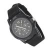 Electronic Analog Wrist Watch Round Nylon Strap Military Wristwatch (Black)