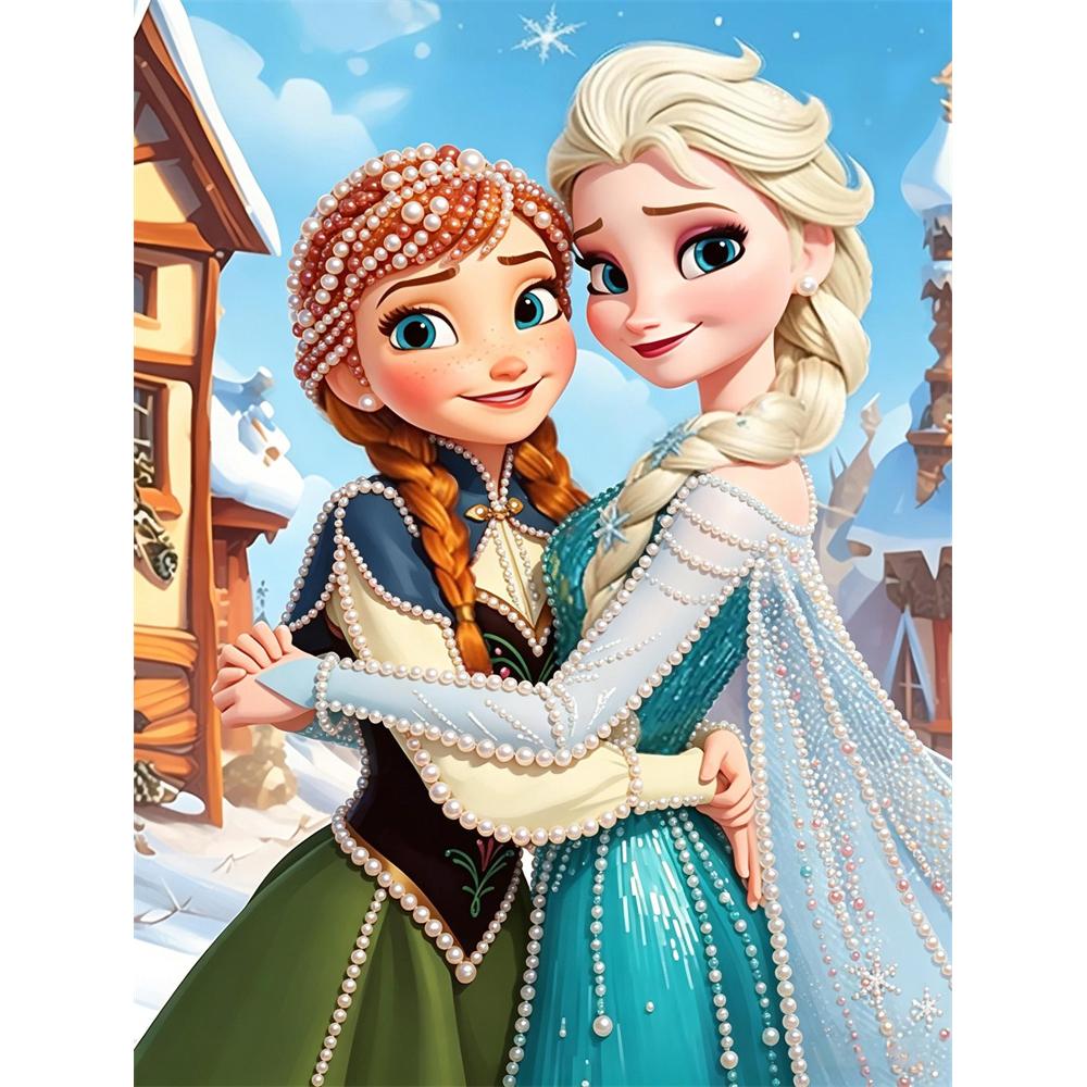 

Disney Pearl Painting Anna and Elsa DIY Pearl Art Painting Pearl Gem Painting Pictures Crafts Special Shape Home Wall Decoration 30x40