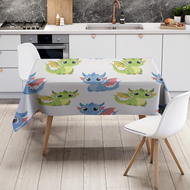 Cute Cartoon Print Tablecloth Kids Dining Room Decor Plaid Home Textiles Square Non-slip Waterproof Kitchen Towel (Multicolor)