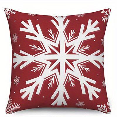 Home Decor Red & White Christmas Pattern Pillow Covers Pattern Cushion Cover Suitable For Sofa Bedroom Car Pillow Cover