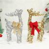 Iron Frame Holiday Reindeer Decoration for Entryway Display, 15Inch Lighted Christmas Deer with LED Light for Tabletop Shelf