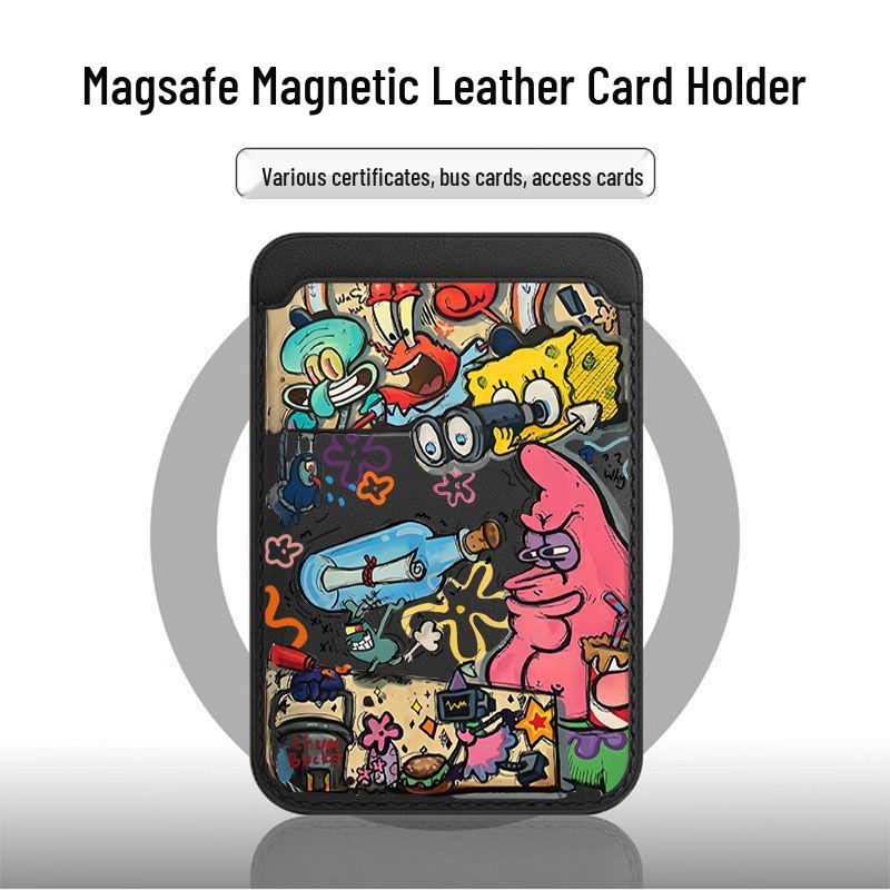 SpongeBob MagSafe Card Holder Leather Phone Case