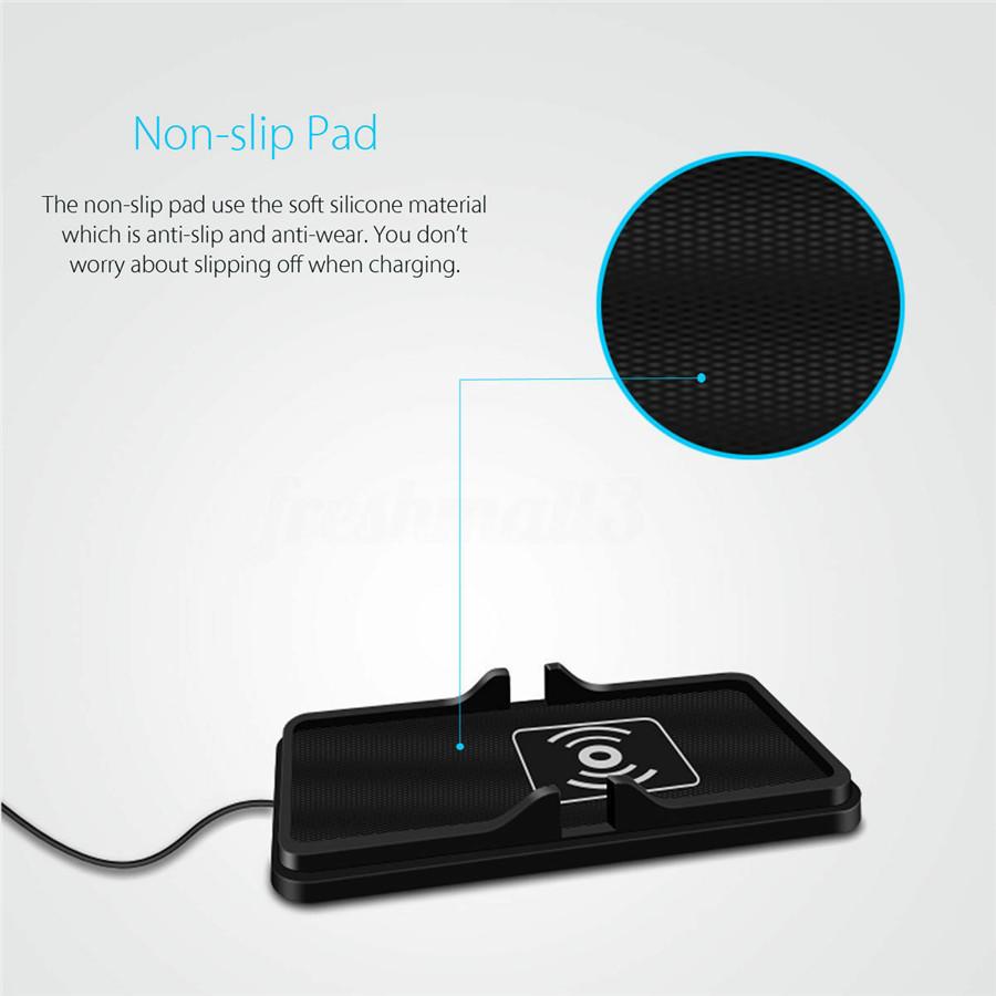 Przenośny Silikonowy Samochodowy Bezprzewodowy Szybki Ładowarka Uchwyt na Deskę Rozdzielczą Mocowanie Podkładka Antypoślizgowa
