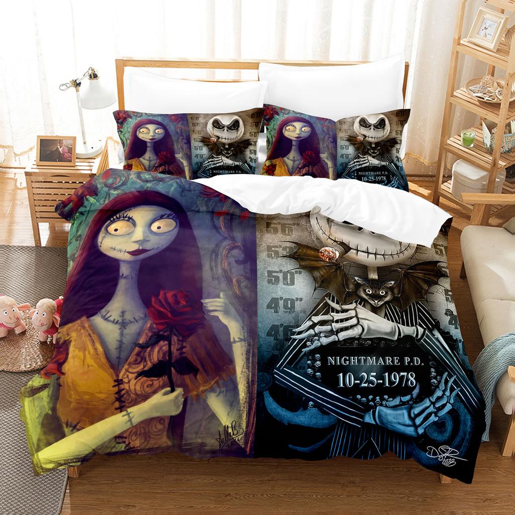 Animation Cartoon Digital Printing Bedding Christmas Eve Fright Polyester Cotton Microfiber Duvet Set Three-Piece Set