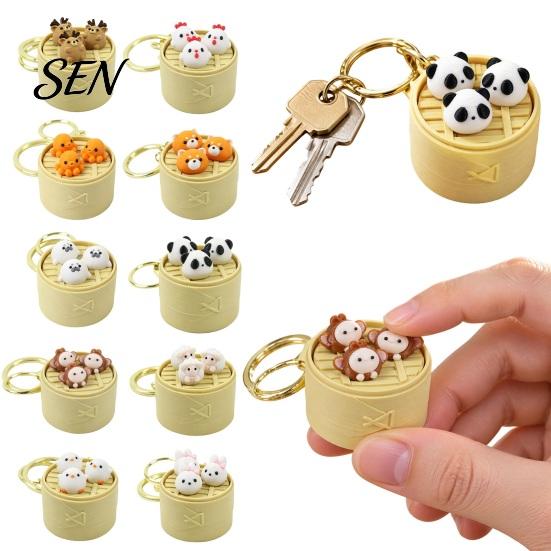 Unique Small Gifts for Friends 3D Printed Mini Animal Steamer Bun Keychain, Clicker Fidget Toy, Simulated Chinese Sensory Toys Anxiety Dim Sum