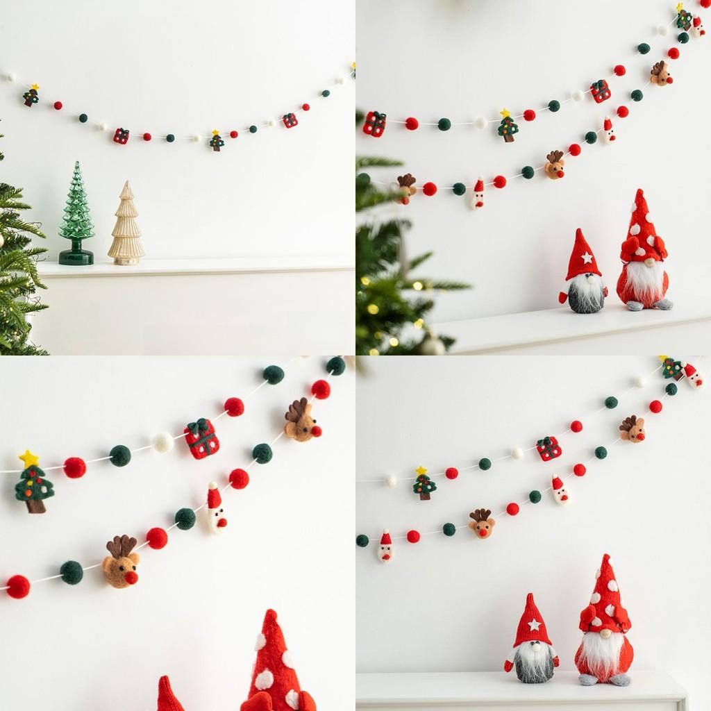 Christmas Scene Wall Art With Wool Felt Ornaments For Seasonal Home Decor