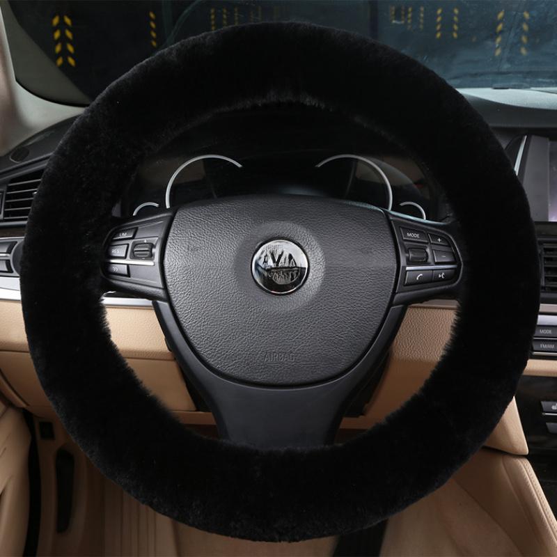 1PC Winter Car Steering Wheel Cover Short Plush Soft Warm Car Handle Cover Imitation Rabbit Hair Anti-wear Handle Cover