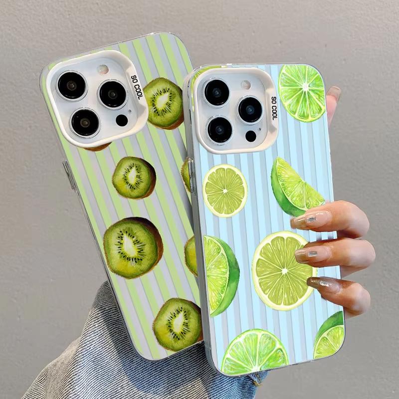 Striped Fruit Pattern Laser Phone Case For IPhone 15 17 Pro Max 16 14 Pro Max Plus 12 11 13 Mini Pro Max Shockproof Back Covers