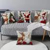 Elegante Weihnachts-Dekokissenhülle Cartoon 3D Rentier Hase Aufdruck Kissenbezug für Sofa Bett Zuhause Feiertagsdekoration