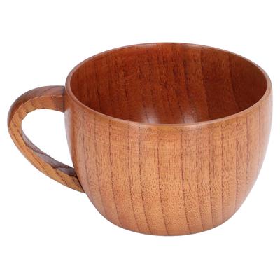 200ml Big Belly Wood Water Cup Simple Tea Wine Coffee Mug Classical Wooden Cup with Handle for Kitchen Study