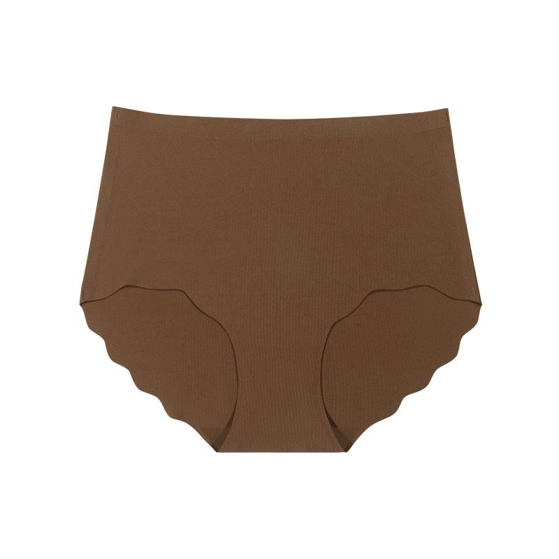 Sexy High-waisted Plus-size Tummy Control Women's Briefs with A Fashion Wavy Lace Trim Seamless Yoga Panties