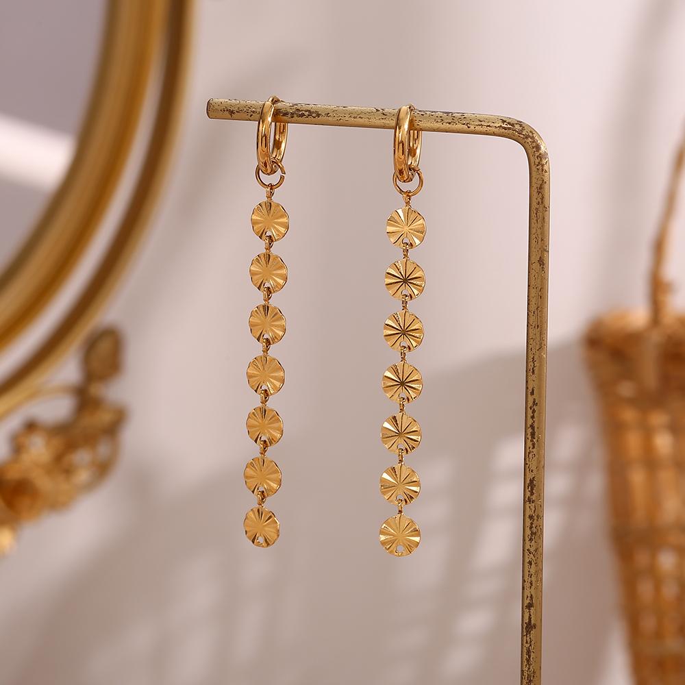 MamacitaSlay 18K Gold Plated Snowflake Long Tassel Hoop Earrings 316L Stainless Steel Waterproof Jewelry For Women Everyday Wear