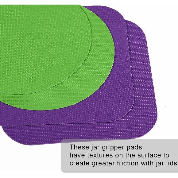 4pcs Jar Opener Gripper Pads, Rubber Jar Grippers Multi-function Jar Opener for Seniors with Weak Hands Kitchen Coasters (Green, Purple)