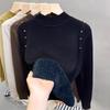 Damen Herbst- und Winterpullover Plus Samt Halber Rollkragen Unterhemd All-in-One Samt Verdicktes Sweatshirt Neuer Strickpullover Top
